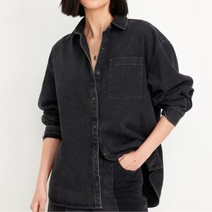 Old Navy Boyfriend Button-Down Jean Tunic in M, Black Wash